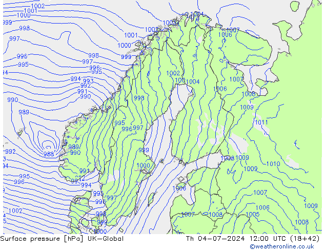 Luchtdruk (Grond) UK-Global do 04.07.2024 12 UTC