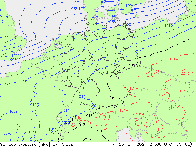 Luchtdruk (Grond) UK-Global vr 05.07.2024 21 UTC