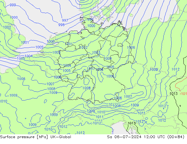 地面气压 UK-Global 星期六 06.07.2024 12 UTC