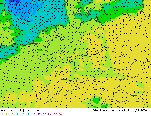 Wind 10 m UK-Global do 04.07.2024 00 UTC