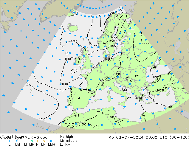 Wolkenlagen UK-Global ma 08.07.2024 00 UTC