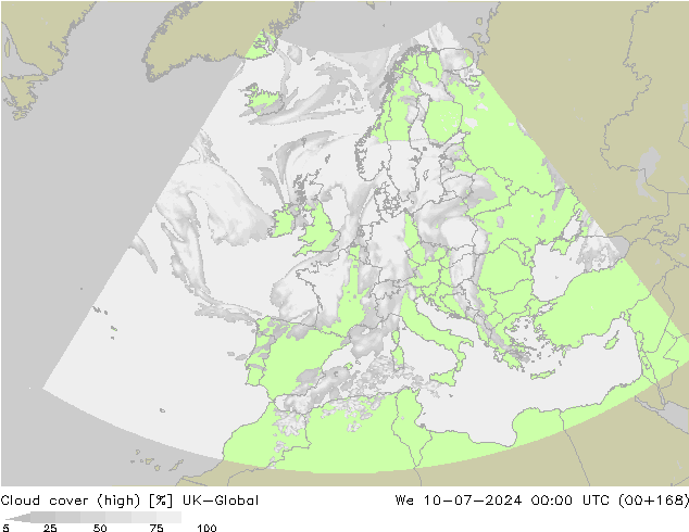 Bewolking (Hoog) UK-Global wo 10.07.2024 00 UTC