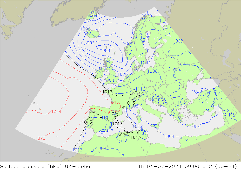 Luchtdruk (Grond) UK-Global do 04.07.2024 00 UTC