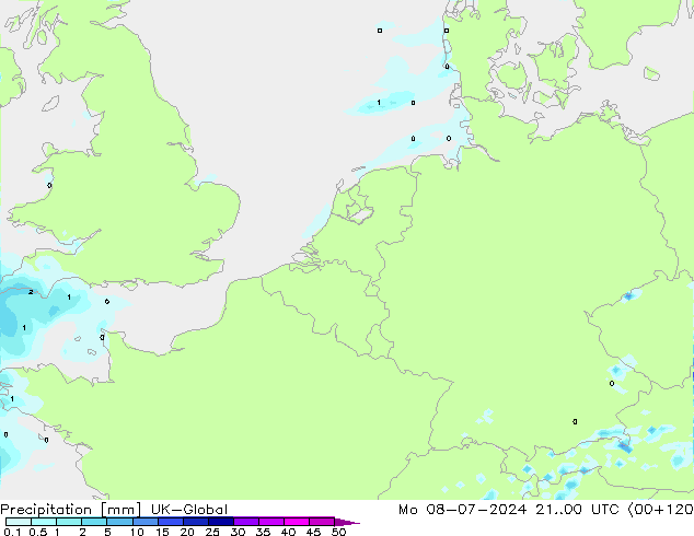 降水 UK-Global 星期一 08.07.2024 00 UTC