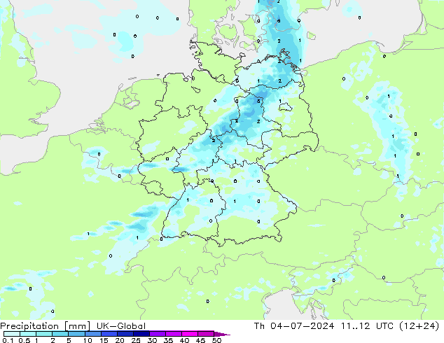 降水 UK-Global 星期四 04.07.2024 12 UTC