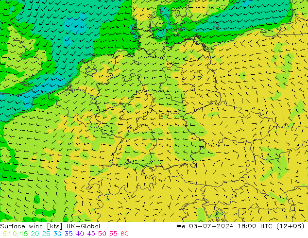 风 10 米 UK-Global 星期三 03.07.2024 18 UTC