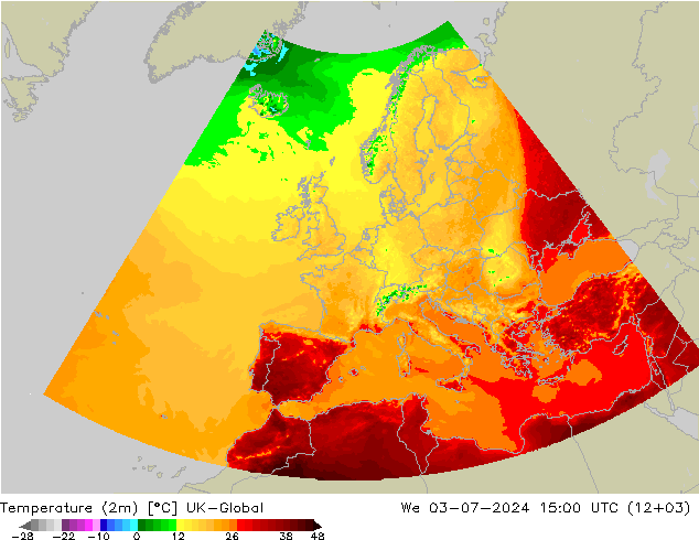 温度图 UK-Global 星期三 03.07.2024 15 UTC