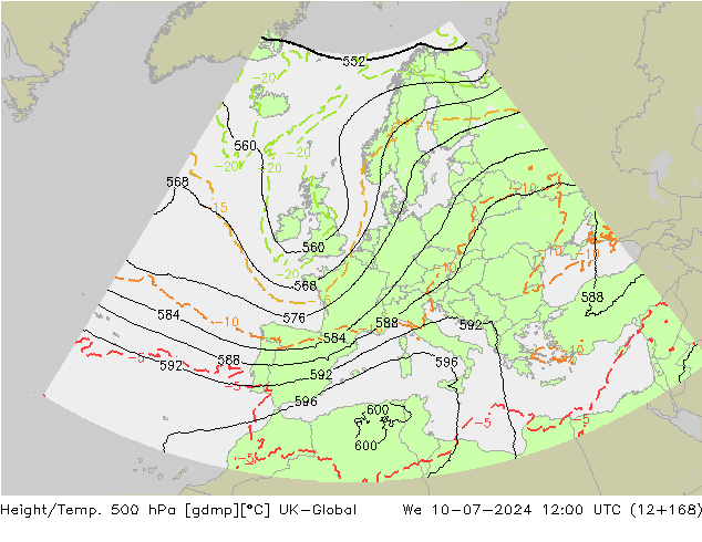 Hoogte/Temp. 500 hPa UK-Global wo 10.07.2024 12 UTC