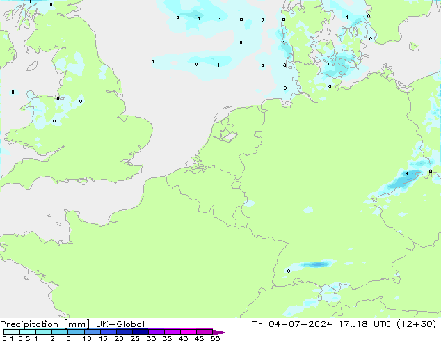 降水 UK-Global 星期四 04.07.2024 18 UTC