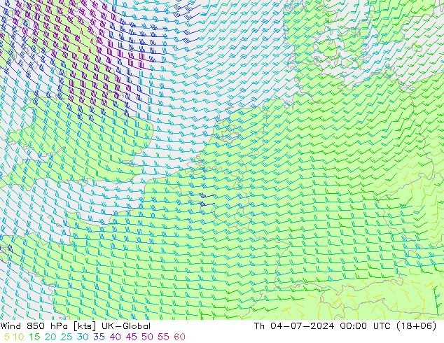 Wind 850 hPa UK-Global do 04.07.2024 00 UTC