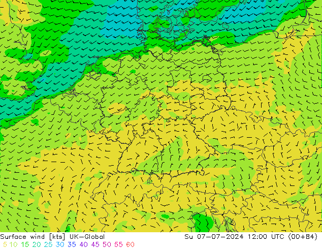风 10 米 UK-Global 星期日 07.07.2024 12 UTC