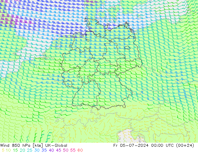 风 850 hPa UK-Global 星期五 05.07.2024 00 UTC