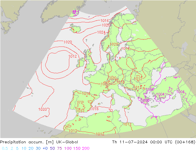 Totale neerslag UK-Global do 11.07.2024 00 UTC