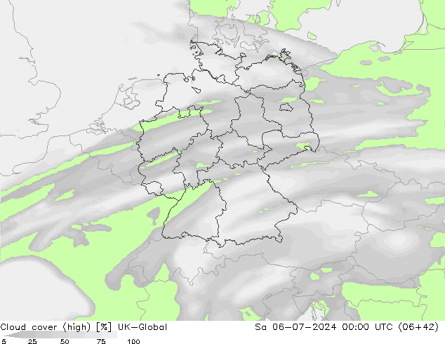 Bewolking (Hoog) UK-Global za 06.07.2024 00 UTC