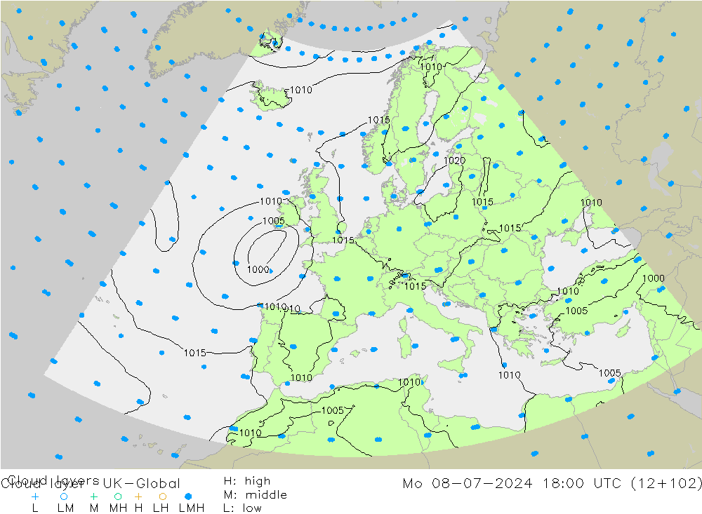 Cloud layer UK-Global 星期一 08.07.2024 18 UTC