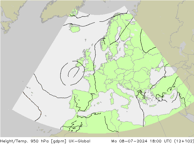 Hoogte/Temp. 950 hPa UK-Global ma 08.07.2024 18 UTC