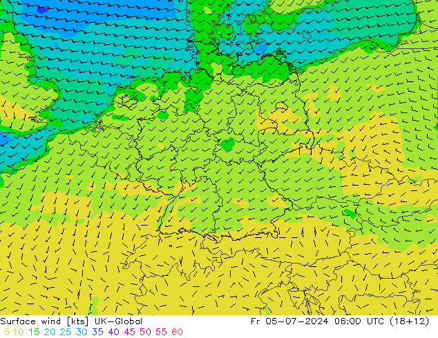 风 10 米 UK-Global 星期五 05.07.2024 06 UTC