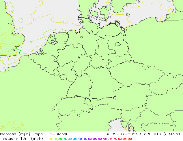 Isotachen (mph) UK-Global di 09.07.2024 00 UTC