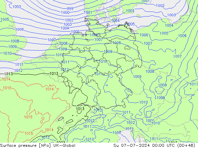 Luchtdruk (Grond) UK-Global zo 07.07.2024 00 UTC