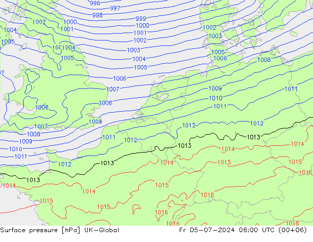Luchtdruk (Grond) UK-Global vr 05.07.2024 06 UTC
