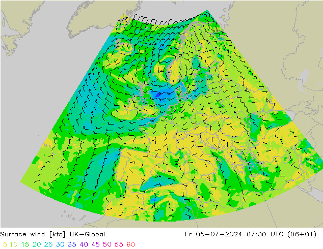 Wind 10 m UK-Global vr 05.07.2024 07 UTC