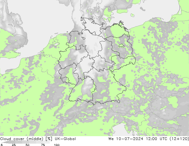 Bewolking (Middelb.) UK-Global wo 10.07.2024 12 UTC