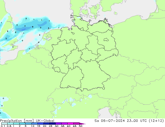 降水 UK-Global 星期六 06.07.2024 00 UTC