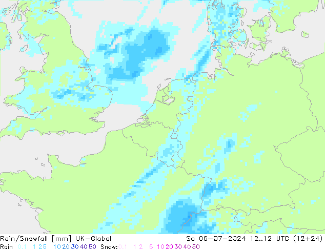 Regen/Sneeuwval UK-Global za 06.07.2024 12 UTC