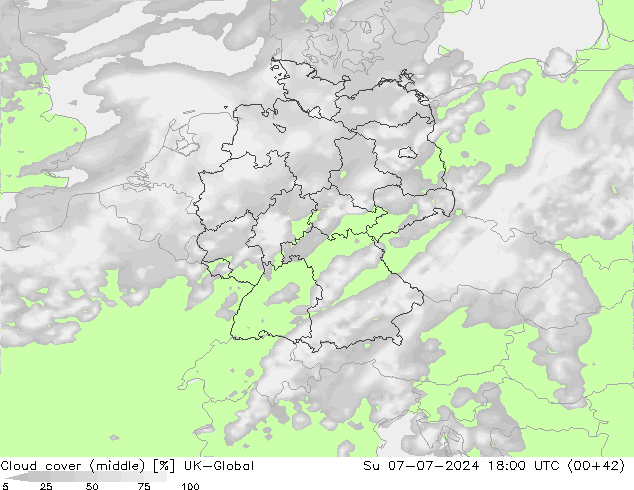 Bewolking (Middelb.) UK-Global zo 07.07.2024 18 UTC