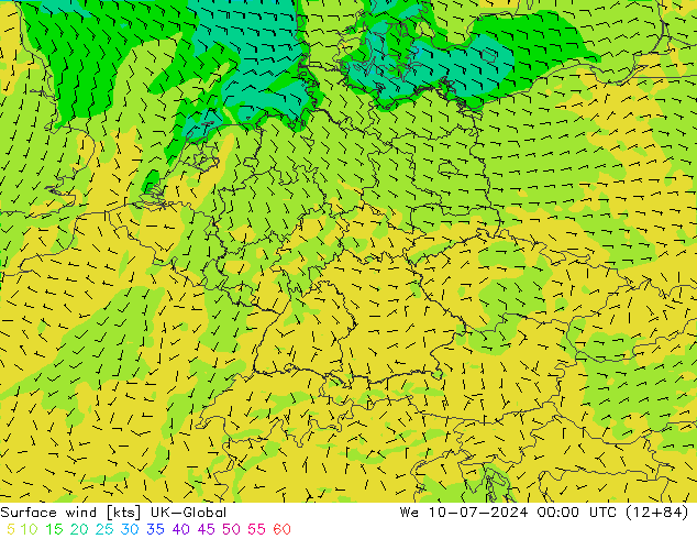 风 10 米 UK-Global 星期三 10.07.2024 00 UTC