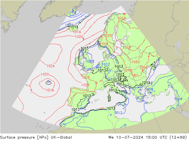 地面气压 UK-Global 星期三 10.07.2024 15 UTC
