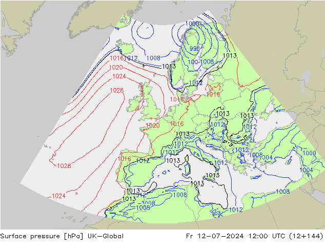地面气压 UK-Global 星期五 12.07.2024 12 UTC