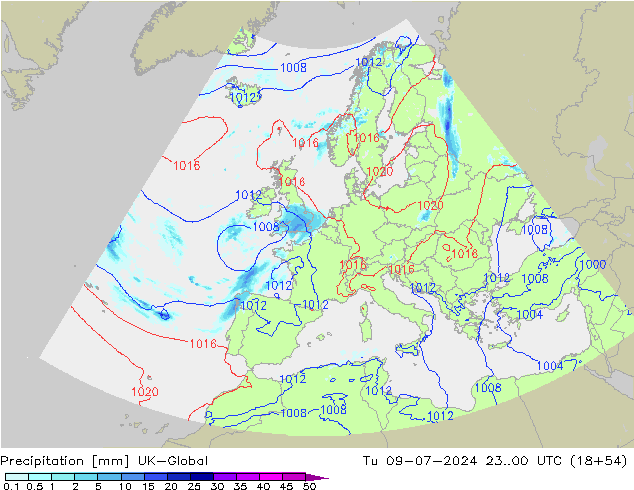 降水 UK-Global 星期二 09.07.2024 00 UTC