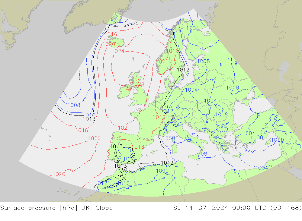 地面气压 UK-Global 星期日 14.07.2024 00 UTC