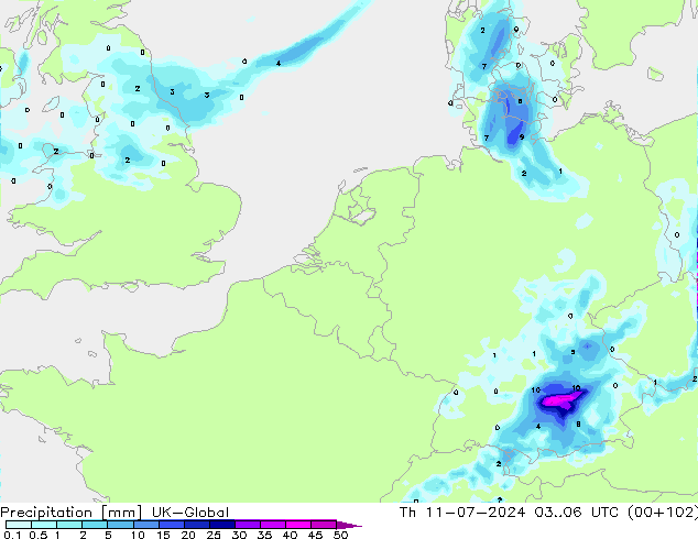 降水 UK-Global 星期四 11.07.2024 06 UTC
