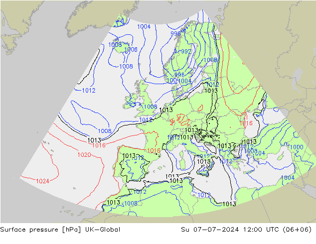 Luchtdruk (Grond) UK-Global zo 07.07.2024 12 UTC
