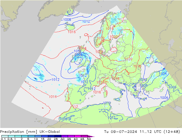 Neerslag UK-Global di 09.07.2024 12 UTC