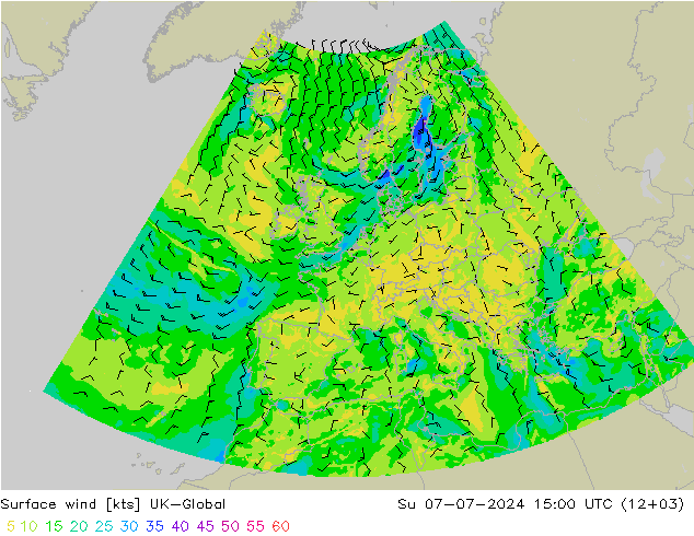 风 10 米 UK-Global 星期日 07.07.2024 15 UTC