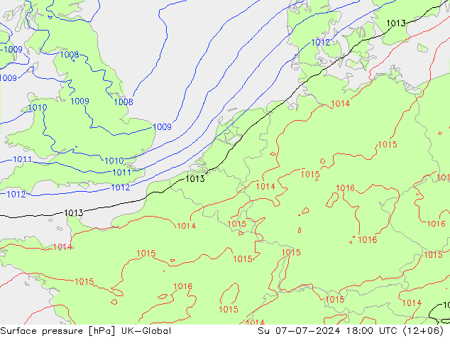 地面气压 UK-Global 星期日 07.07.2024 18 UTC