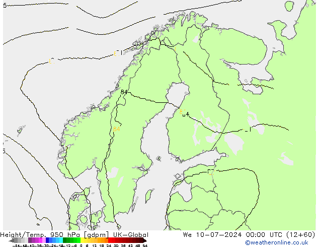 Hoogte/Temp. 950 hPa UK-Global wo 10.07.2024 00 UTC