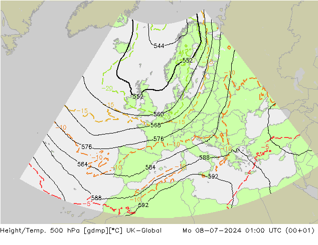 Hoogte/Temp. 500 hPa UK-Global ma 08.07.2024 01 UTC
