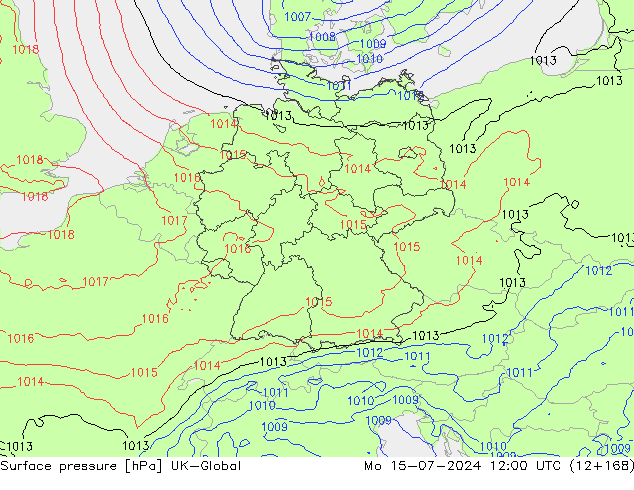 地面气压 UK-Global 星期一 15.07.2024 12 UTC