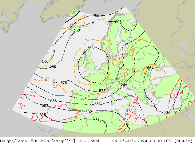 Hoogte/Temp. 500 hPa UK-Global za 13.07.2024 00 UTC