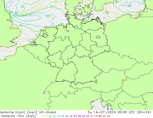 Isotachen (mph) UK-Global zo 14.07.2024 00 UTC
