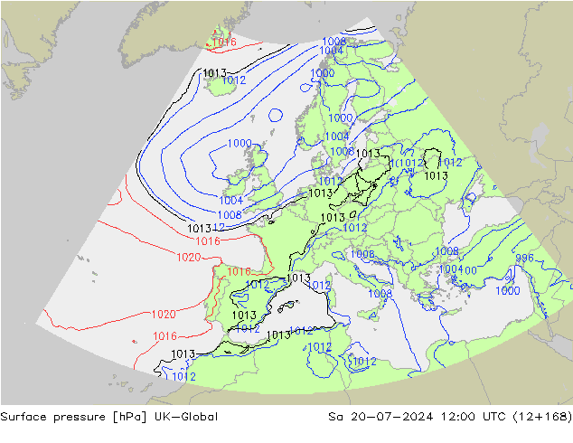 地面气压 UK-Global 星期六 20.07.2024 12 UTC