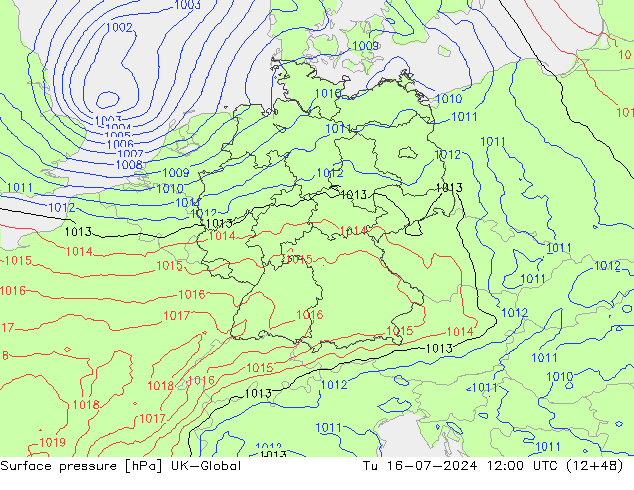 Luchtdruk (Grond) UK-Global di 16.07.2024 12 UTC