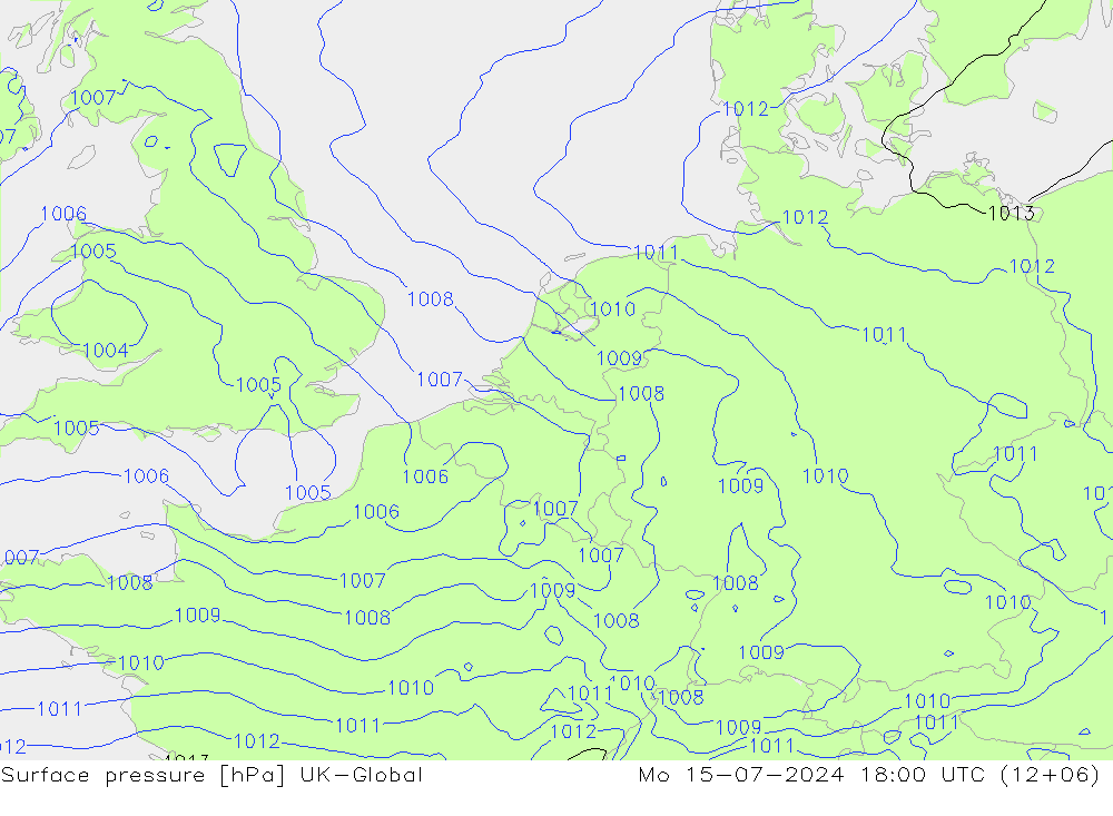 地面气压 UK-Global 星期一 15.07.2024 18 UTC