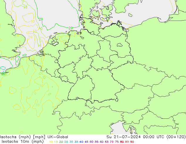 Isotachen (mph) UK-Global zo 21.07.2024 00 UTC