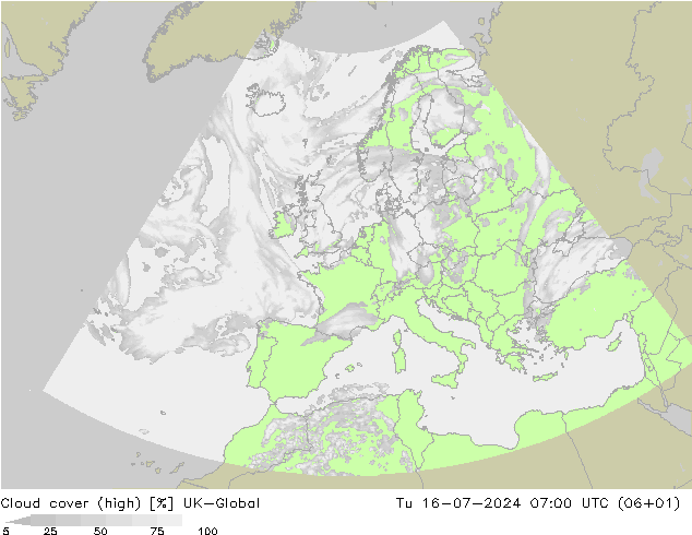 Bewolking (Hoog) UK-Global di 16.07.2024 07 UTC