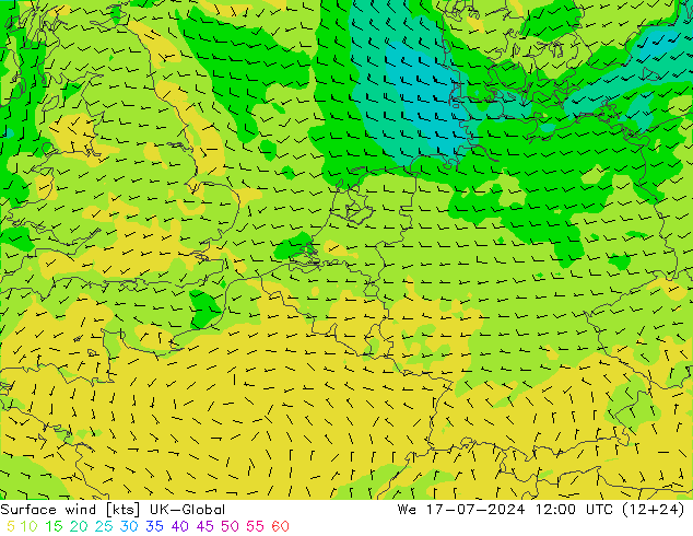 风 10 米 UK-Global 星期三 17.07.2024 12 UTC